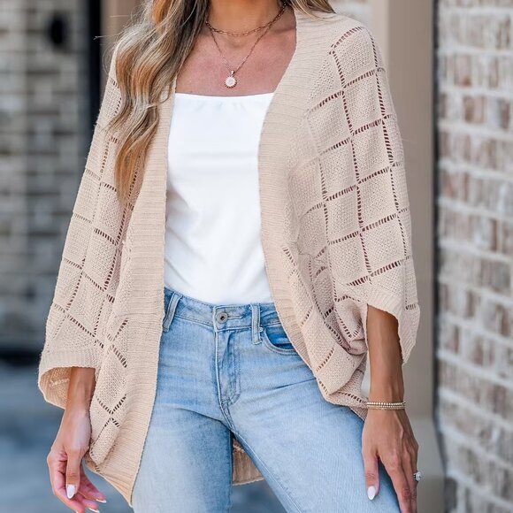 Cupshe Beige Open Front Dolman Sleeve Cardigan | Size S | NWT - Picture 4 of 4